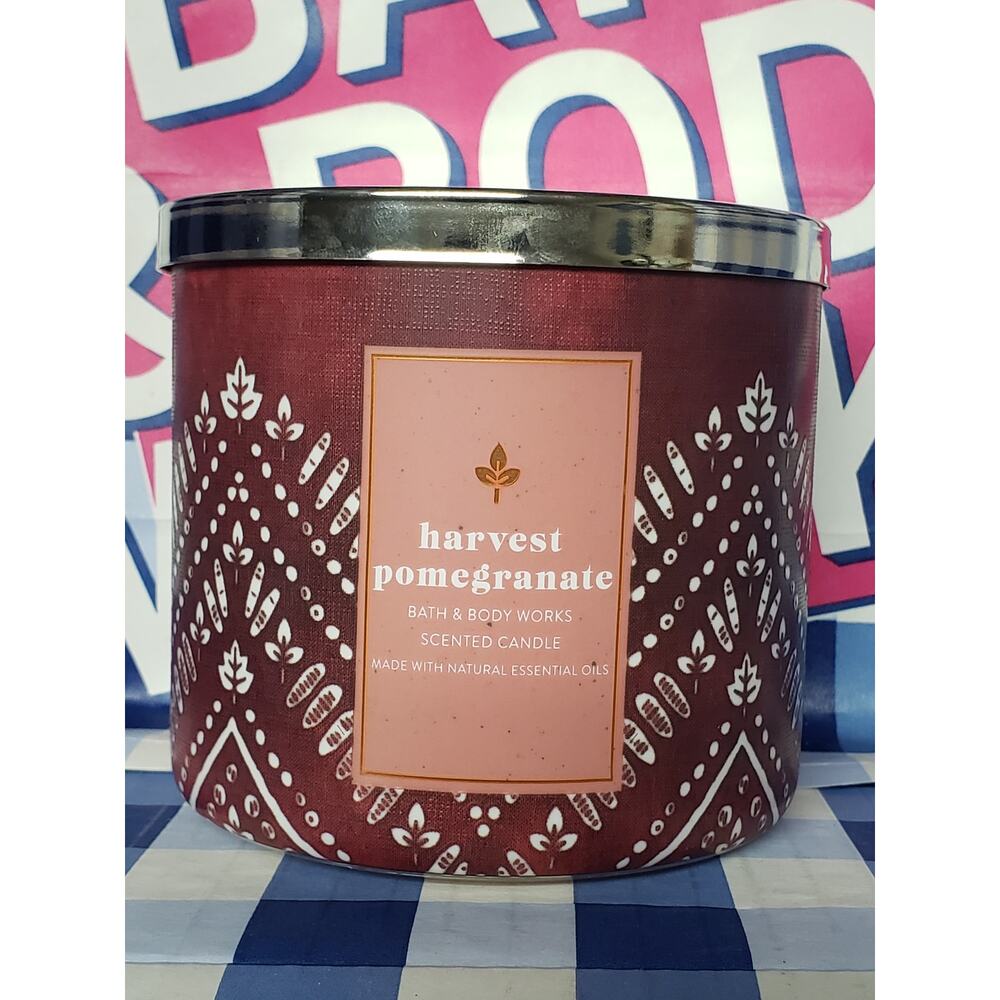 BBW Harvest Pomegranate Large 3 Wick Candle Home Fragrance Decor